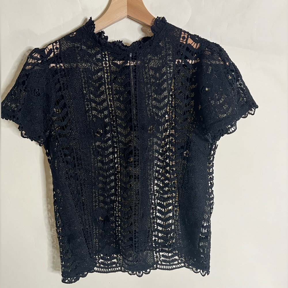 Black lace cropped top